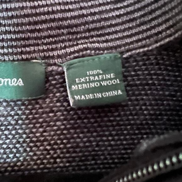 Bobby Jones Black and Grey Quarter Zip Merino Wool Sweater SZ L - Picture 3 of 6